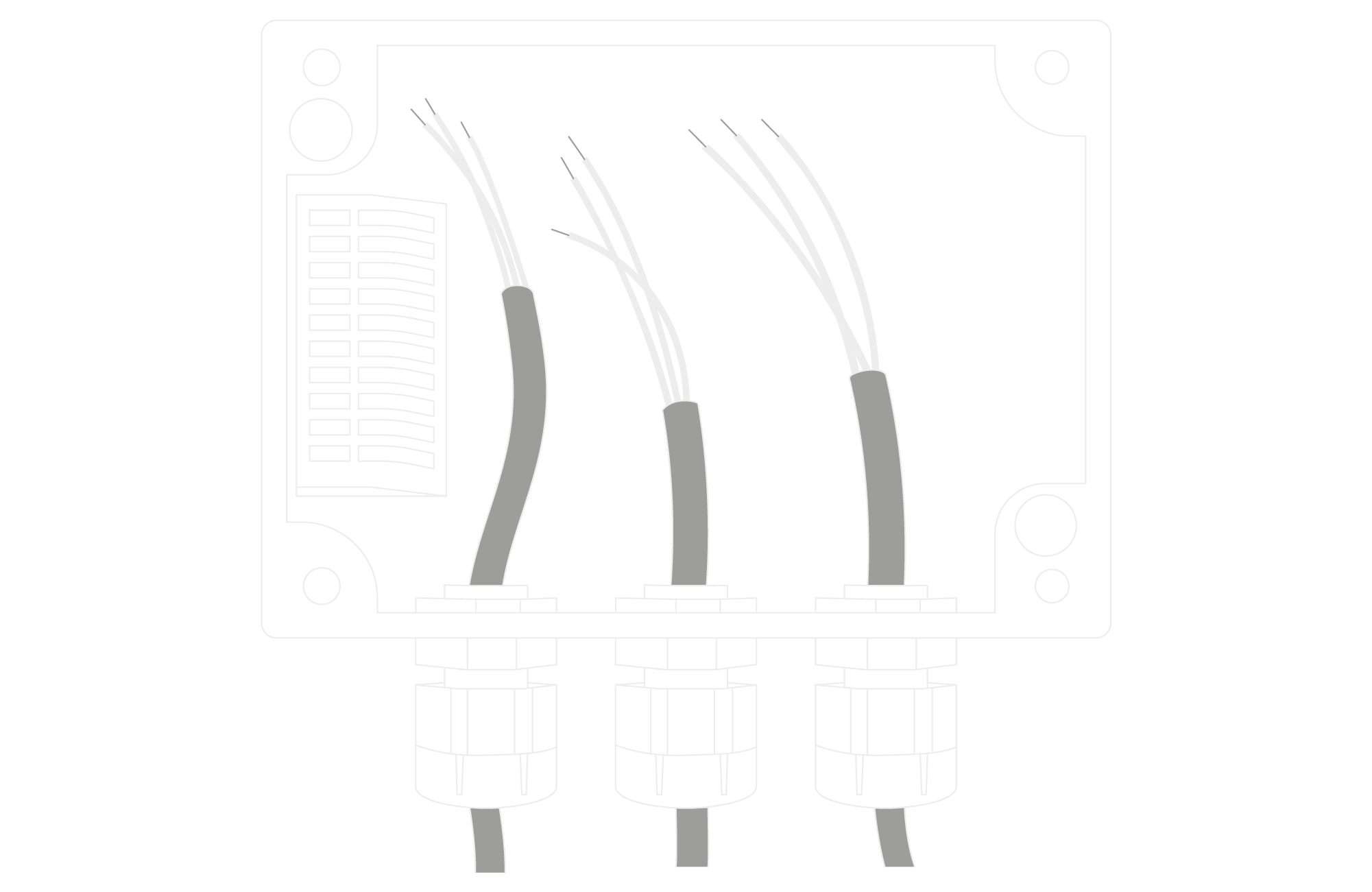 Input cable passing through the cable gland instructions