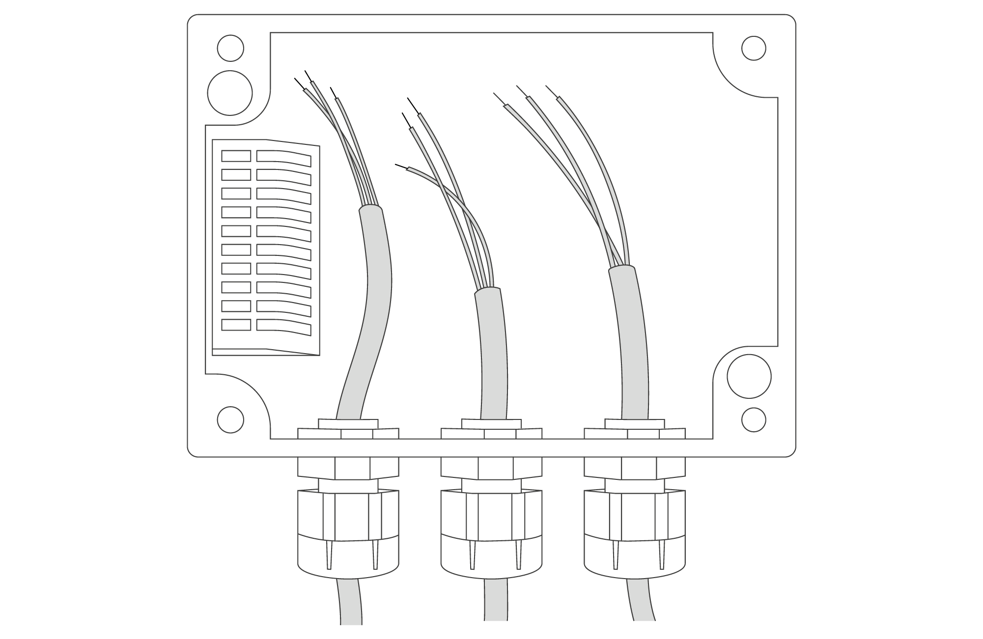 Input cable passing through the cable gland instructions