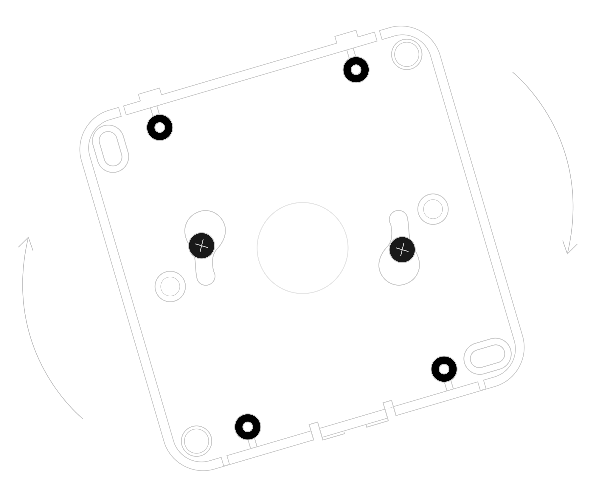 Mounting the device using two screws at an angle