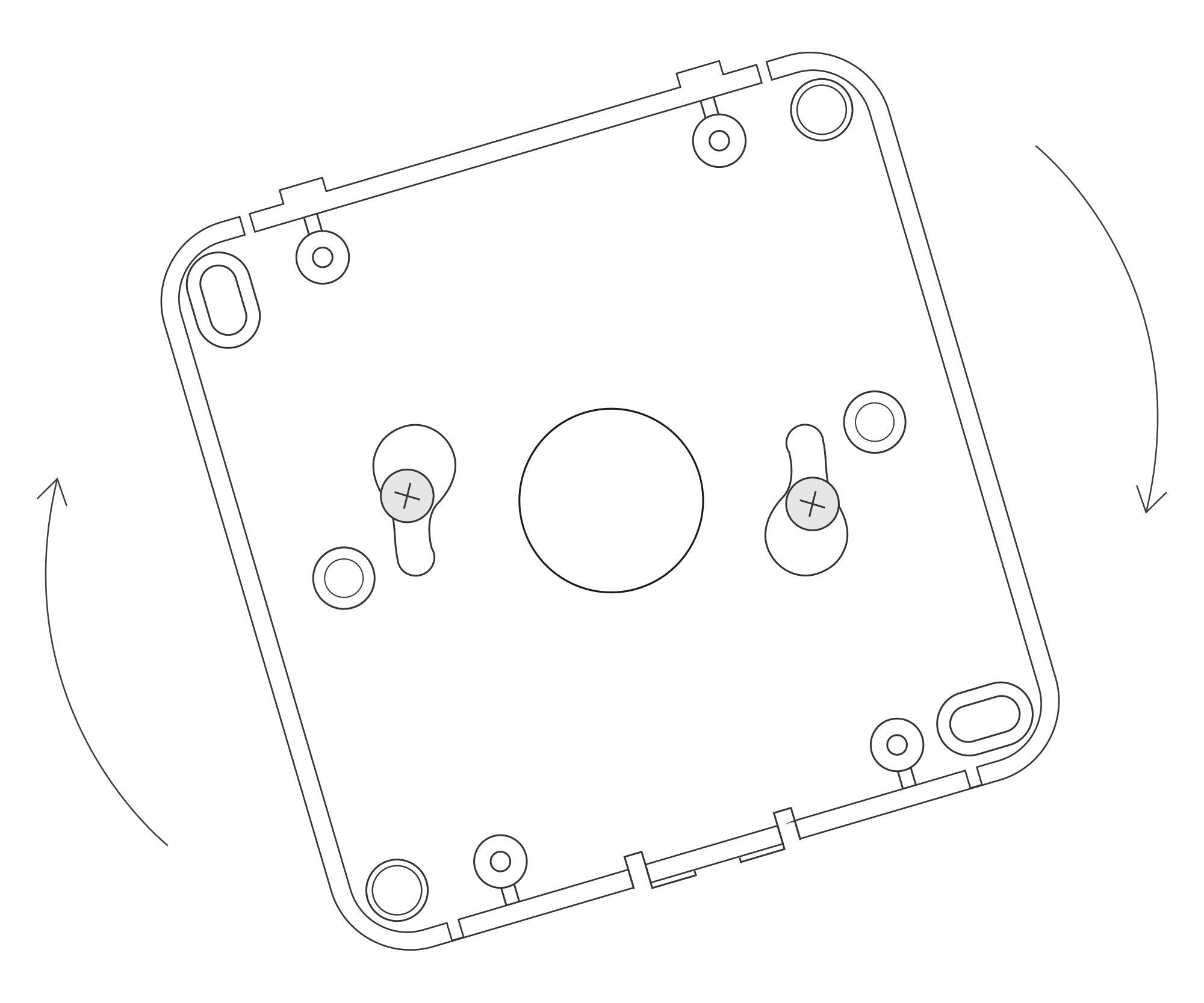 Mounting the device using two screws at an angle