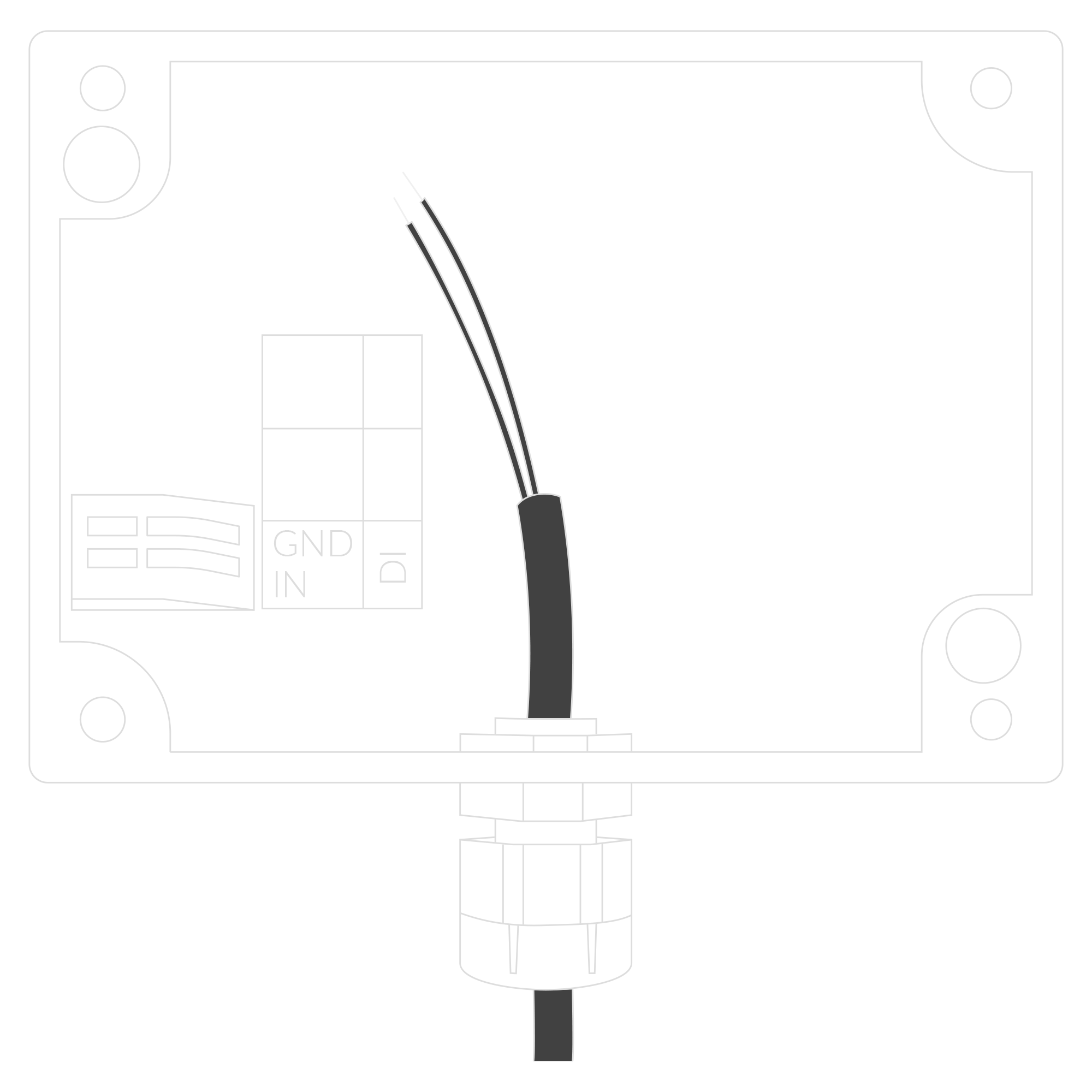 Input cable passing through the cable gland instructions