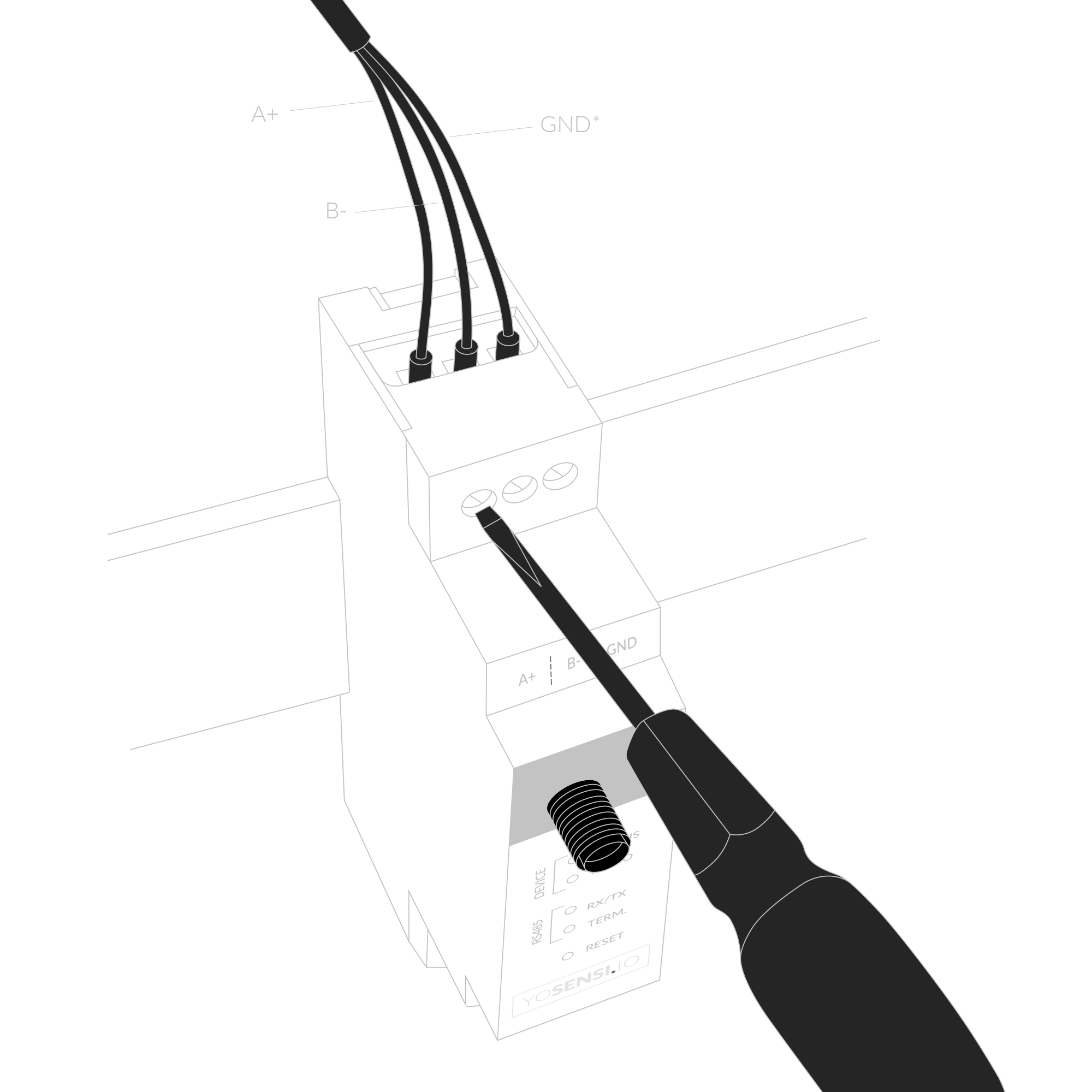 Connecting communication wires to device terminal blocks