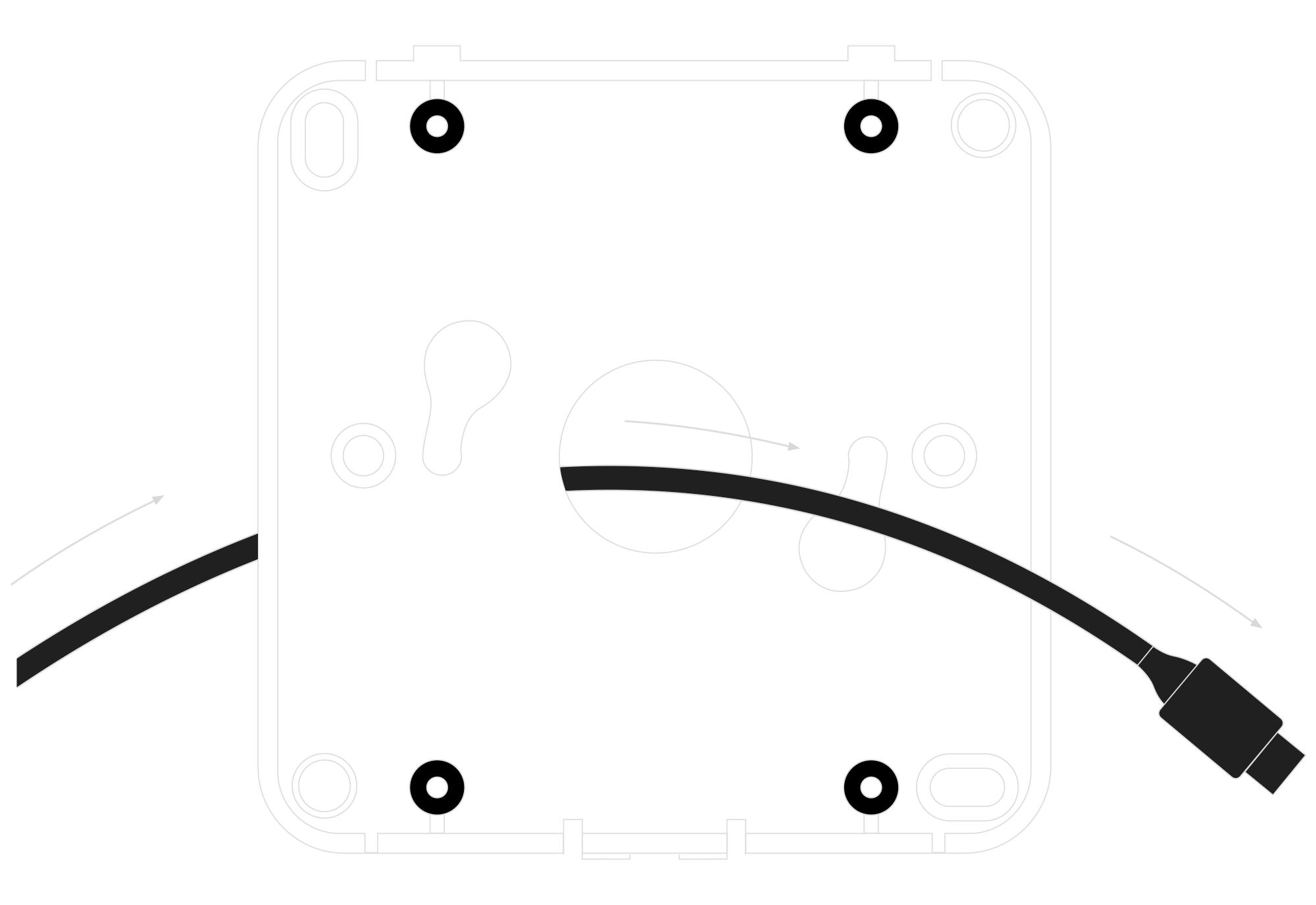Routing the USB-C cable through the centre hole
