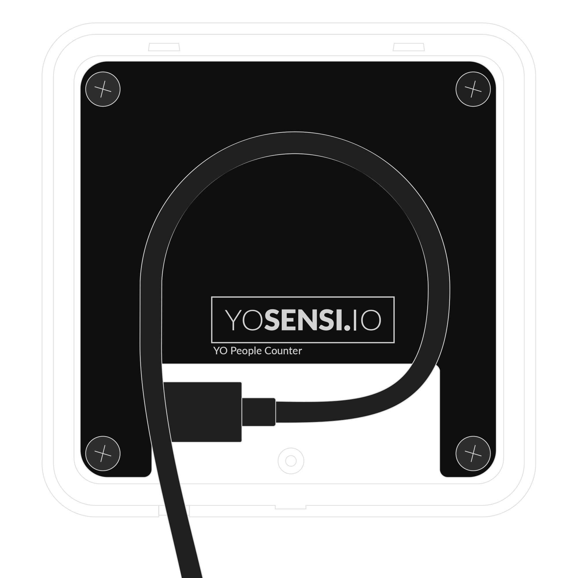 Routing the USB-C cable through the hole in the bottom of the device