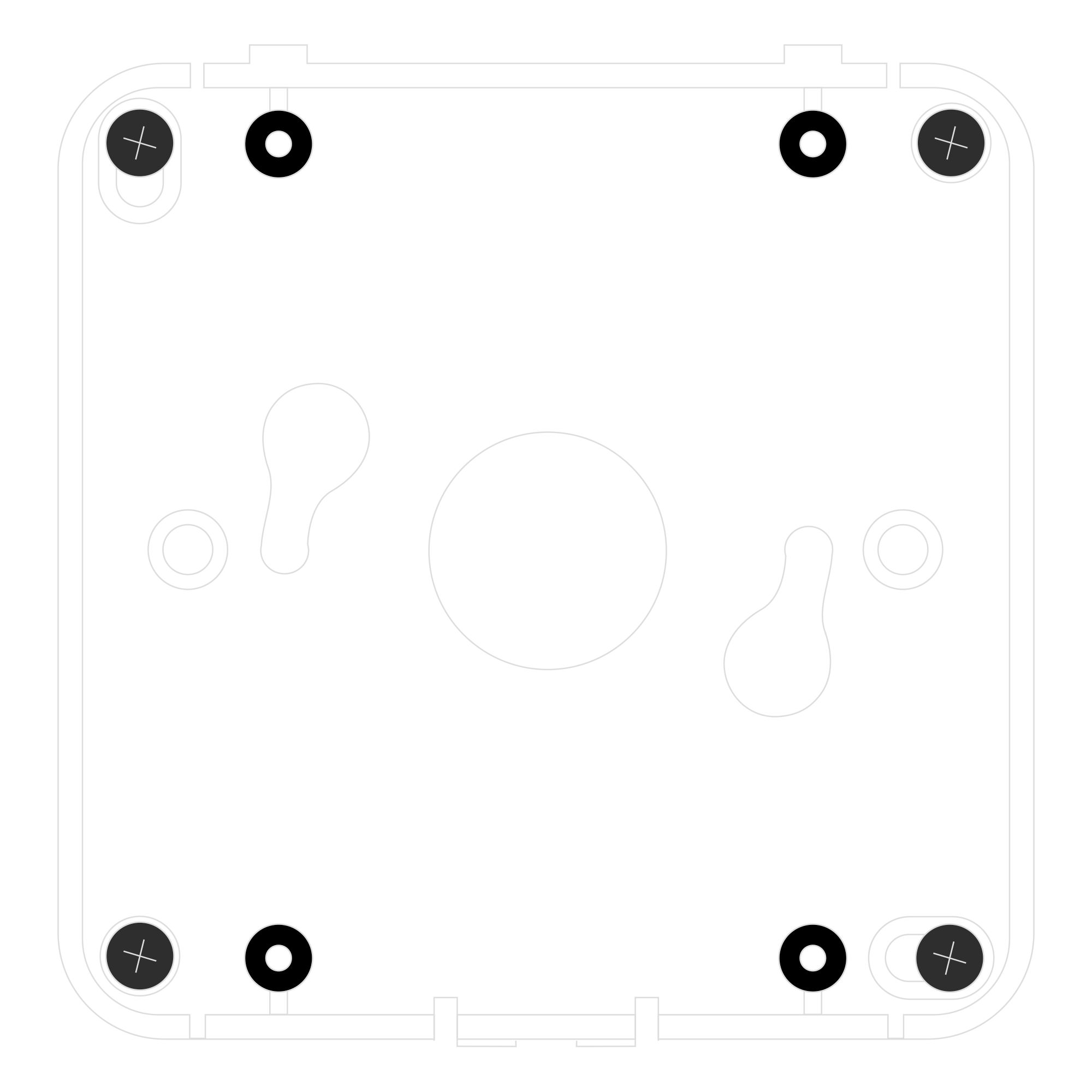 Mounting the device using four screws
