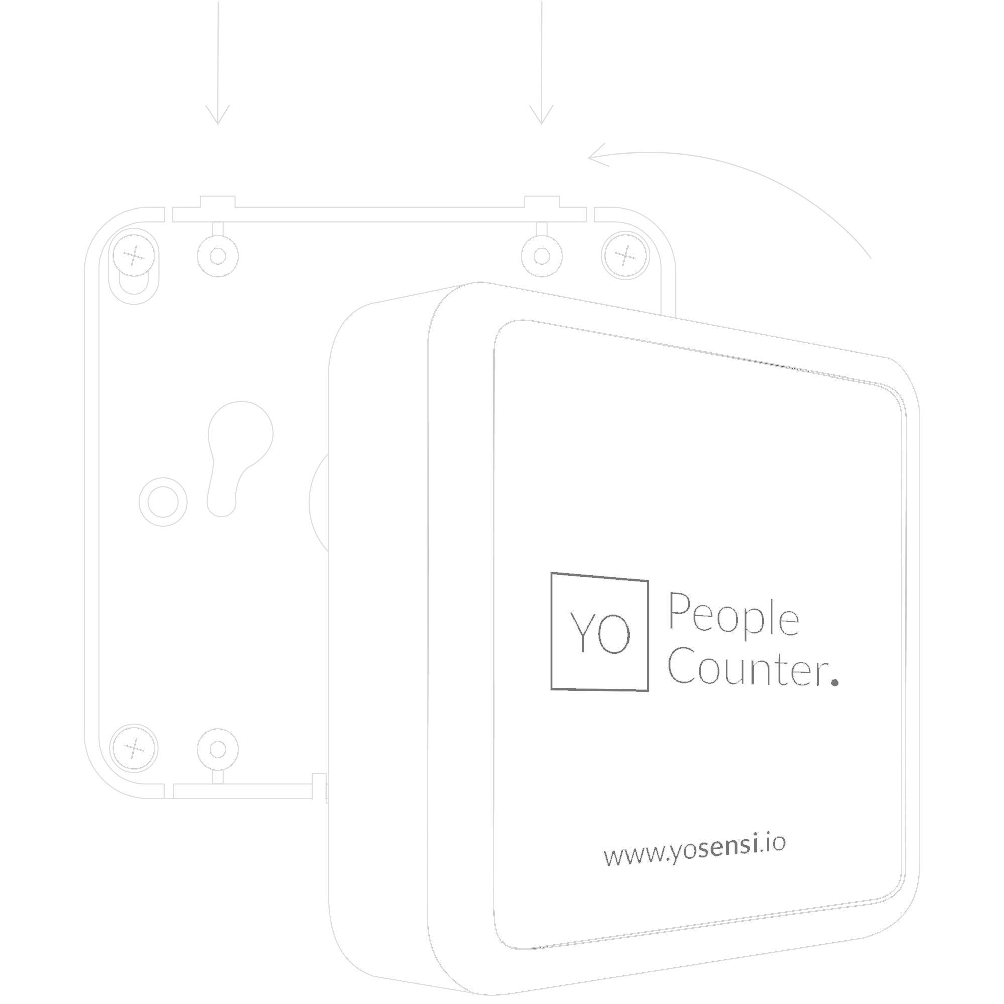 Placing the top of the enclosure on the mounting bracket