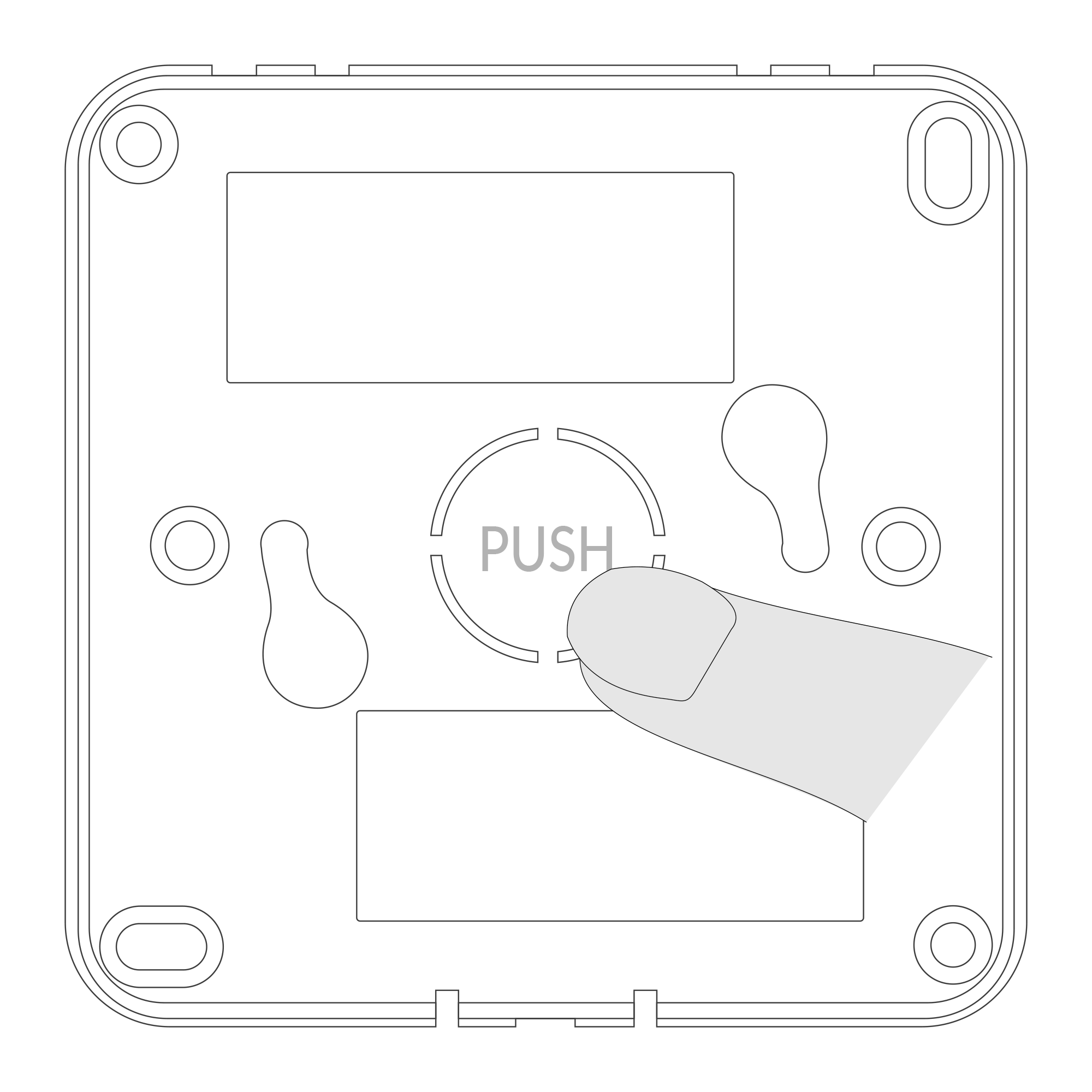Breaking out the plastic circle labelled PUSH