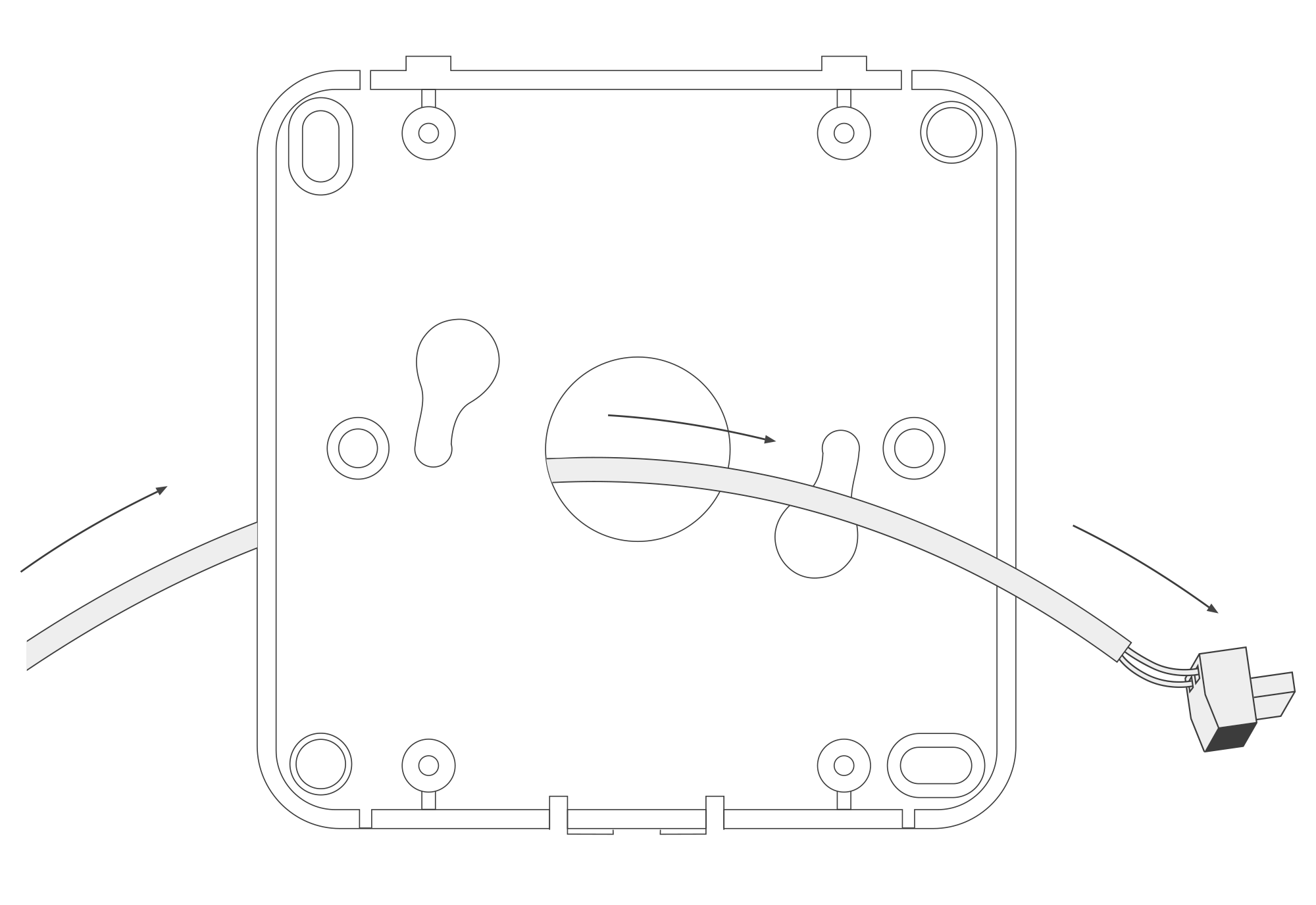 Routing the power supply connector through the centre hole