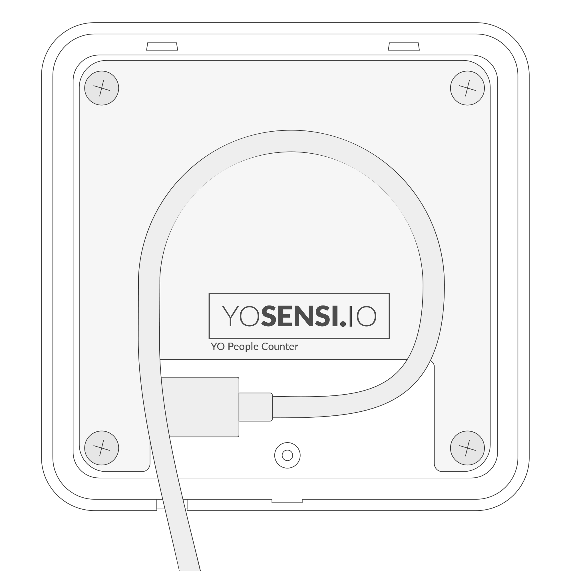 Routing the USB-C cable through the hole in the bottom of the device