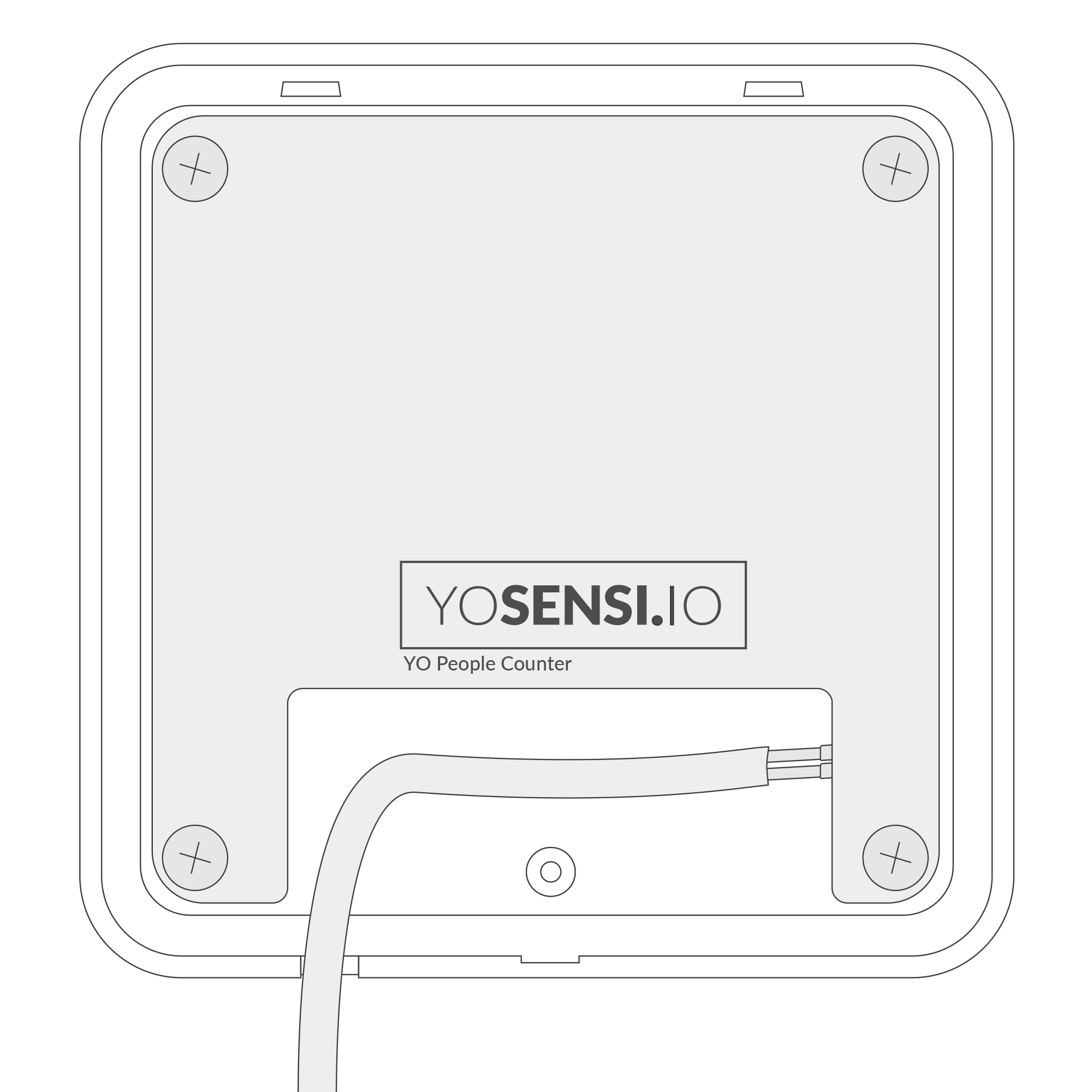Routing the power supply cable through the hole in the bottom of the device