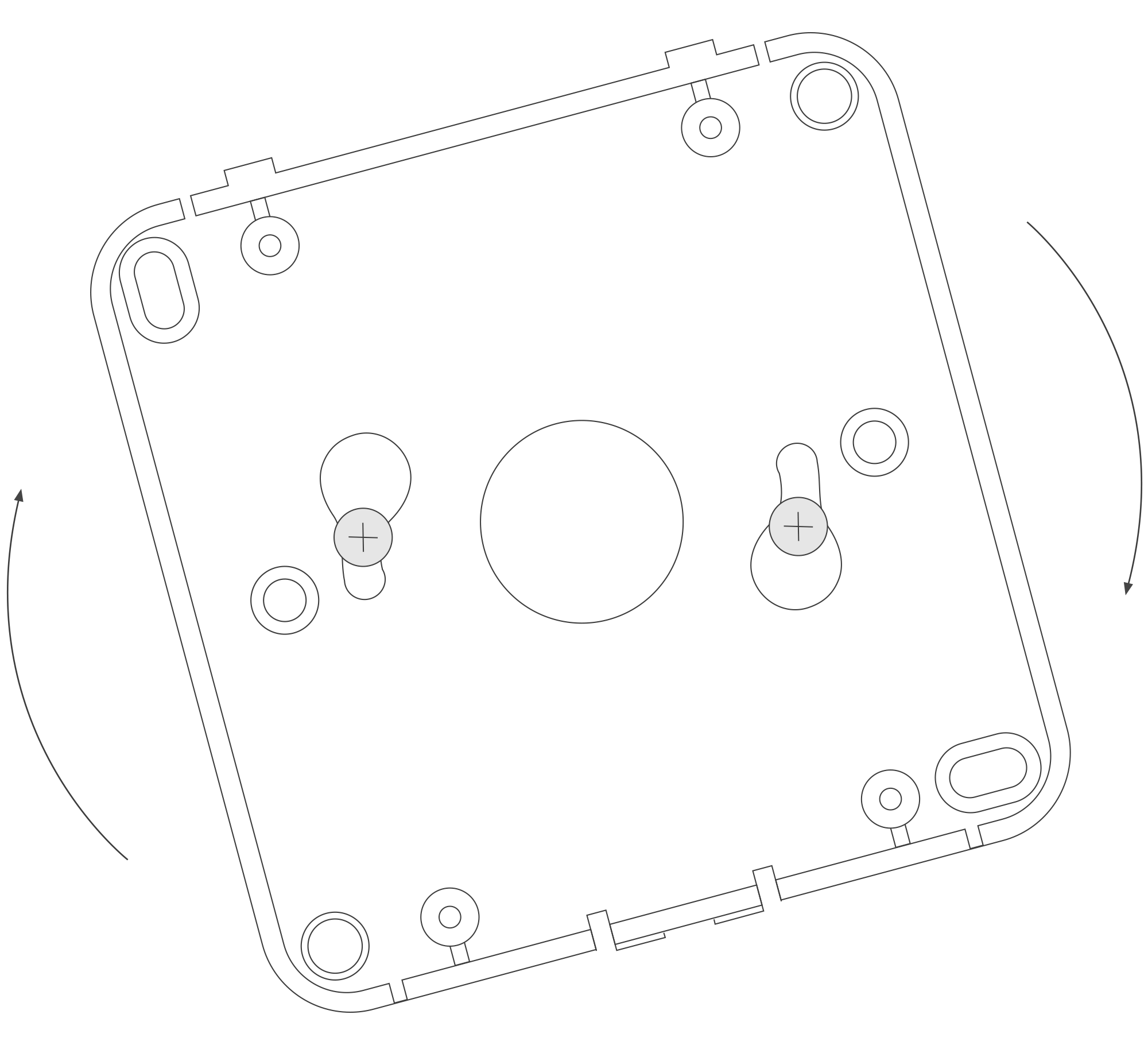 Mounting the device using two screws at an angle