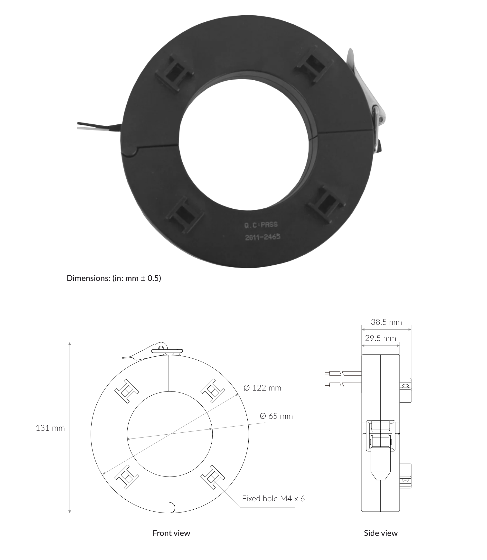 Current transducer 800A with dimensions