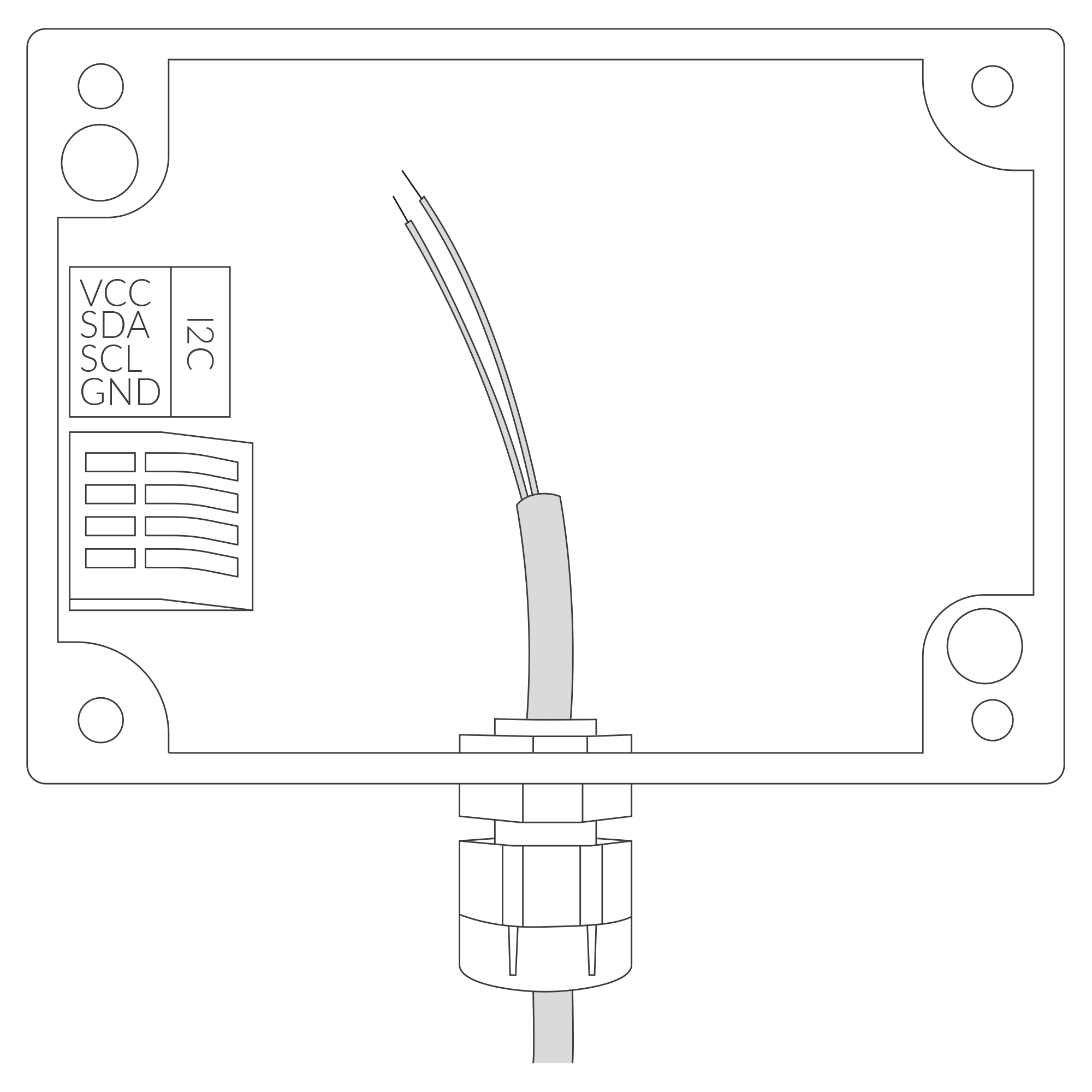 Input cable passing through the cable gland