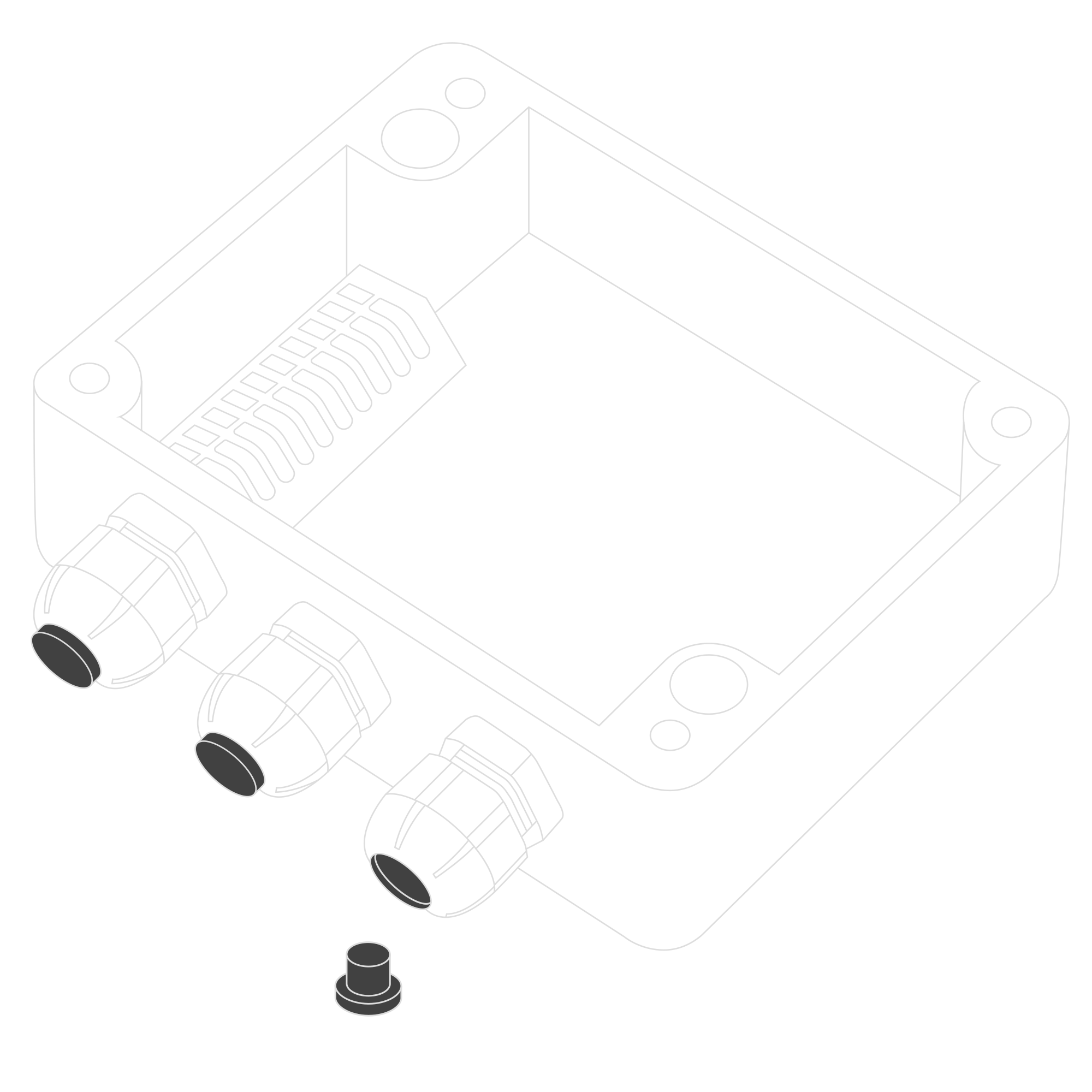 Unscrew the cable gland nut and remove the cap