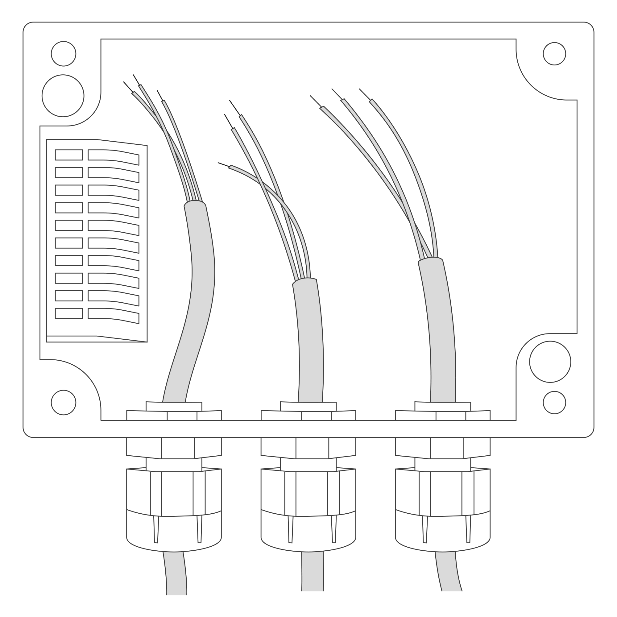 Input cable passing through the cable gland instructions