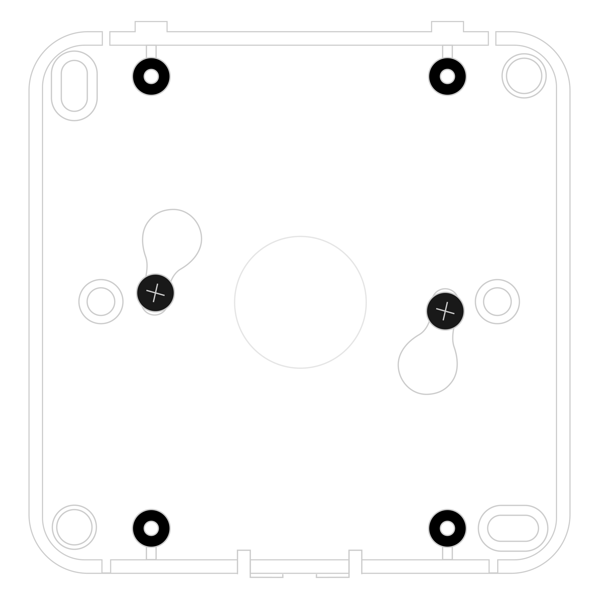 Mounting the device using two screws after a clockwise turn