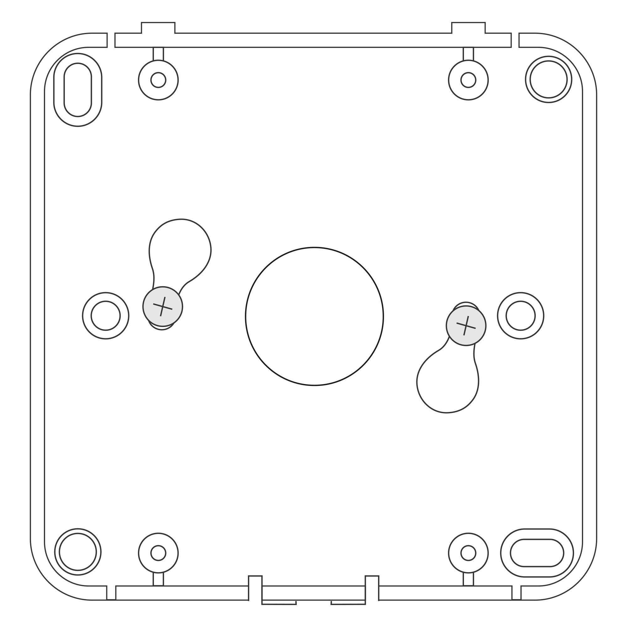 Mounting the device using two screws after a clockwise turn